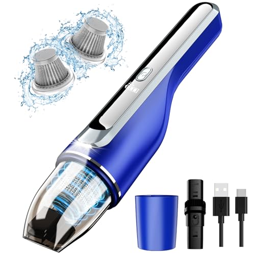 Handheld Vacuum Cordless, Car Vacuum with Brushless Motor & 14000Pa Suction, 1.2lbs Lightweight, LED Light, Portable Slim Mini Vacuum Cleaner for Car Home Pet