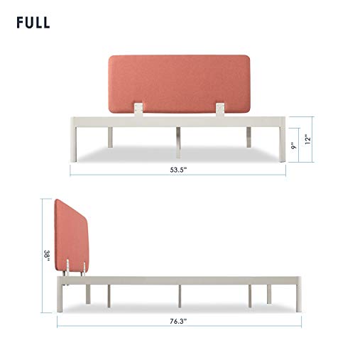 Mellow KERT - Metal Platform Bed with Fabric Headboard, Easy Assembly, Rounded Legs and Corners, Full, Oak Grey (ML-FM-KE-OGF)