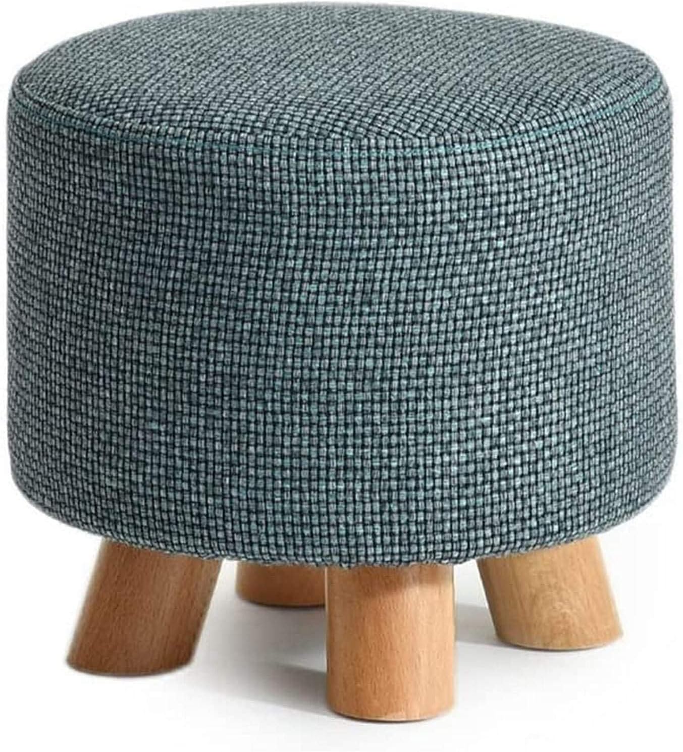 Storage Footstool Solid Wood Shoes Stool Round lstered Footstool Sofa Low Stool Footrest Small Seat Foot Rest Chair Brown lstered Stool