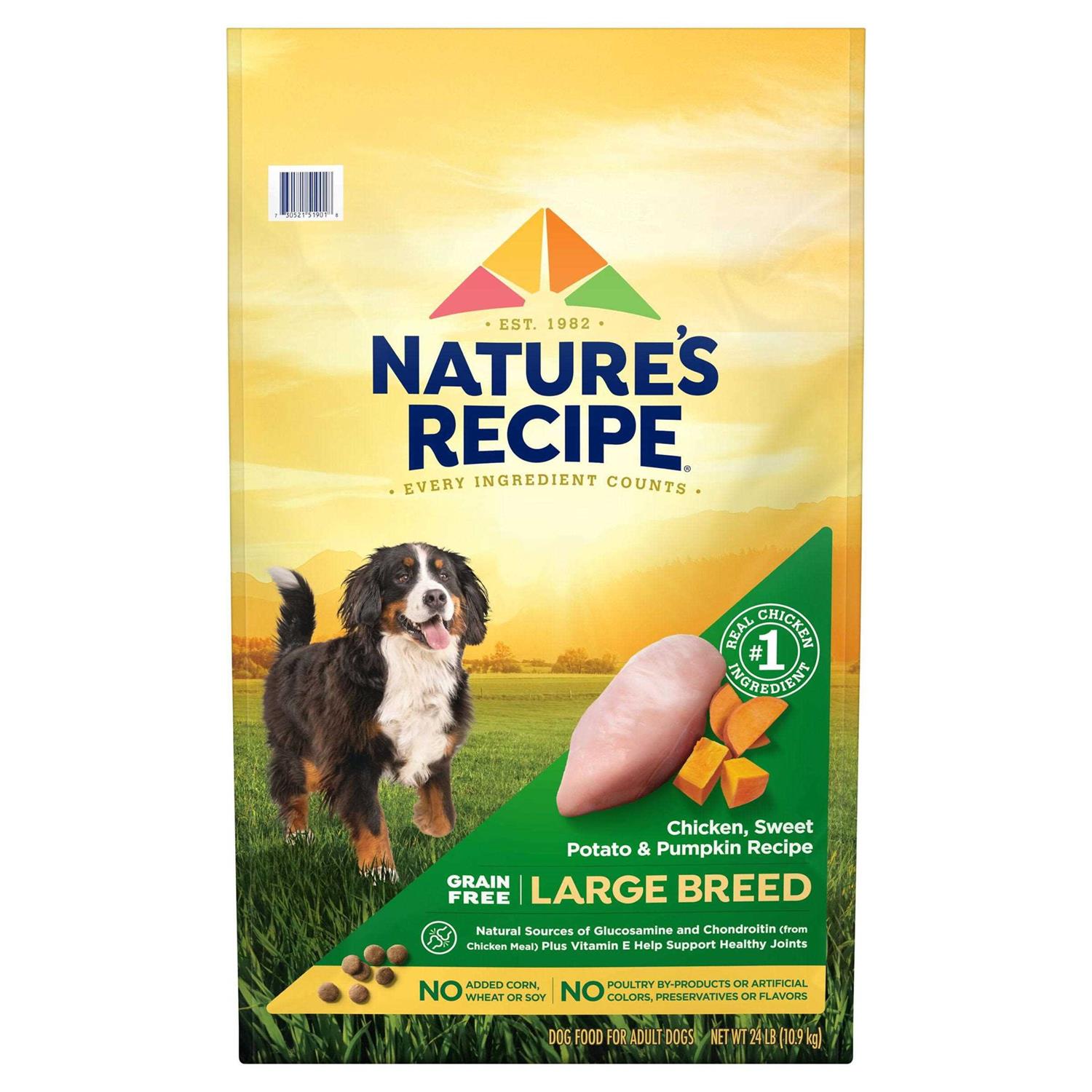 Nature's Recipe Large Breed Grain-Free Chicken Sweet Potato & Pumpkin Recipe Dry Dog Food - Pet Supplies online store