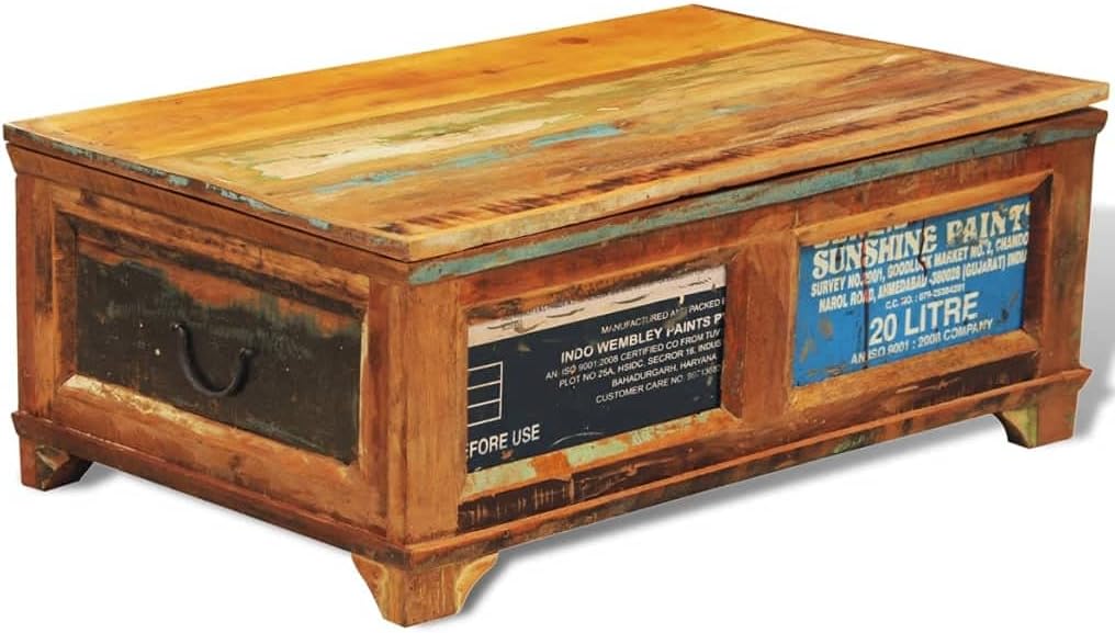 mesa de Centro para sala、Center Table for Living roomcoffee tableCoffee Table with Storage Vintage Reclaimed WoodSuitable for Living Room, Patio