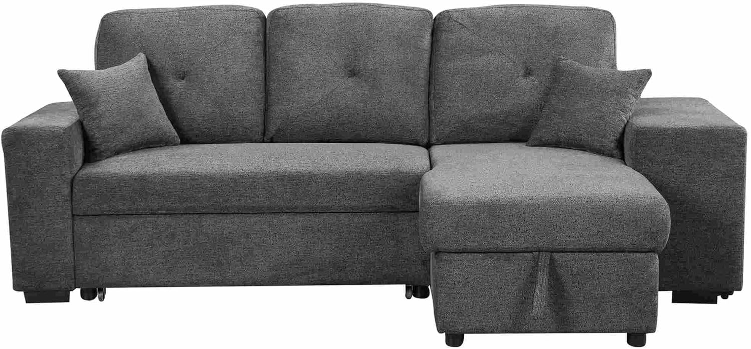 Convertible L-Shaped Sofa Bed with Storage, Modular Couch Set Includes 2 Ottomans - Stylish Sleeper Futon for Living Room, Apartment, and Small Spaces - Comfortable Velvet Upholstered
