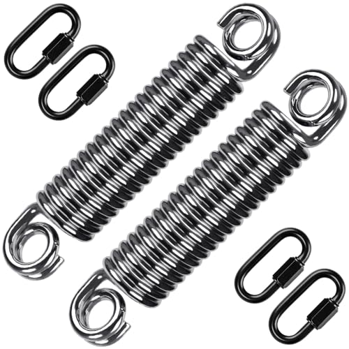 SELEWARE Heavy Duty Swing Springs for Hammock Chair, Porch Swing, Hammock Stands Mount, Double Closed Ring Design Up to 400 lbs, w/Locking Carabiners