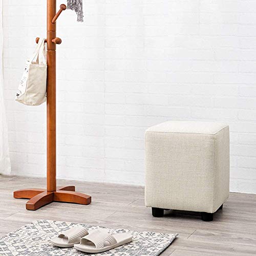 Footstool Ottoman Padded Footstool Shoes Stool Vanity Stool Square Fabric Sofa Stool Footrest Home Decorative Living Room, 2 Colors (Color:Green,Size:35X35X44CM)