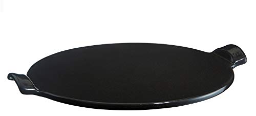 Emile Henry Made in France Flame Top Pizza Stone, Black. Perfect for Pizzas or Breads. In the Oven, On Top of the BBQ. Safe up to 750 degrees F. 100% Natural Clay, Glazed Surface. Easy to Clean.