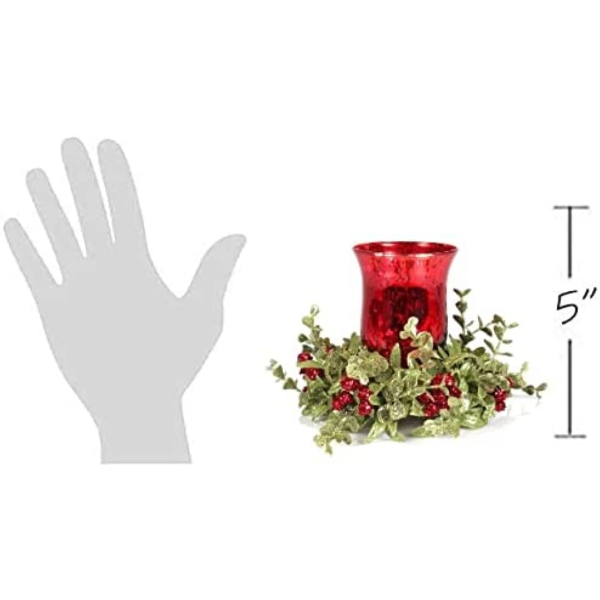 Ganz Kissing Krystals Small Mecury Glass Hurrican Tea Light Candle Holder and Mistletoe Set, Red