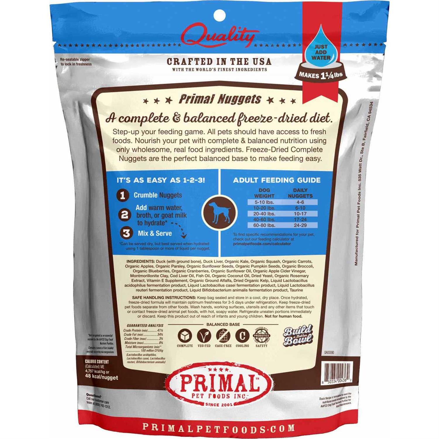 Primal Dog Freeze Dried Duck - Pet Supplies online store