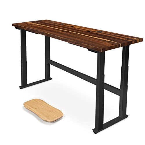 UPLIFT Pheasantwood Live Edge Solid Wood (72 x 30 inch) Standing Desk 4-Leg V2-Commercial Adjustable Stand Up Frame (White), Advanced Keypad, Wire Grommets, Wire Tray, Rocker Board