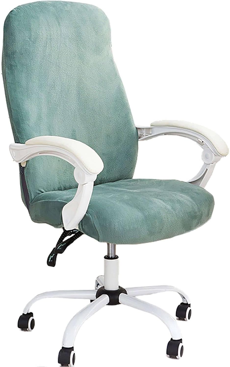 Soft Office Chair Cover, Computer Chair Slipcover Stretchable Swivel Desk Chair Cover with Zipper Removable Washable Boss Chair Seat Cover-Green-Small