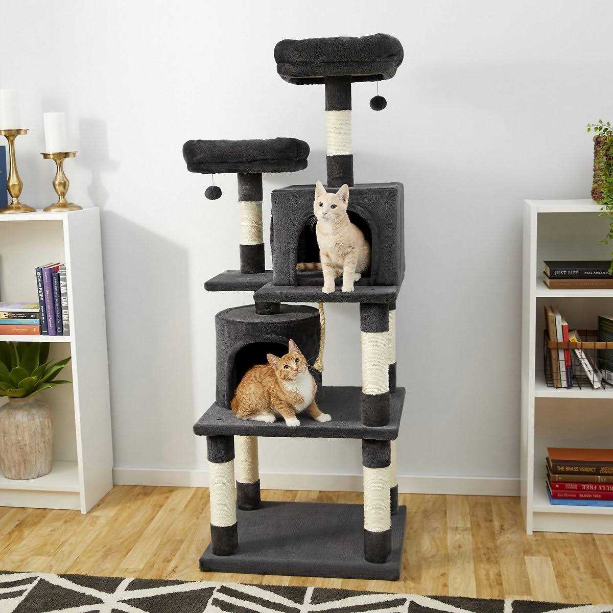 Frisco 61-in Faux Fur Cat Tree Condo - Pet Supplies online store
