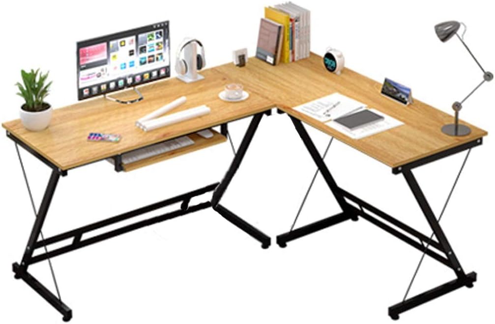 Desks -Office Table,Gaming Computer Desk,Corner Desks,Office Workstation,Corner-Combination Desk,Industrial Style Modern L Shaped Desk (Color : Beige, Size : 110/1205175cm)