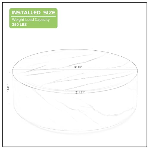 JUSTONE Round Coffee Tables for Living Room, Faux MARS Pattern Modern Minimalist Side Tables Accent End Table End Table for Apartment,Office,Ø35.43'' x 12