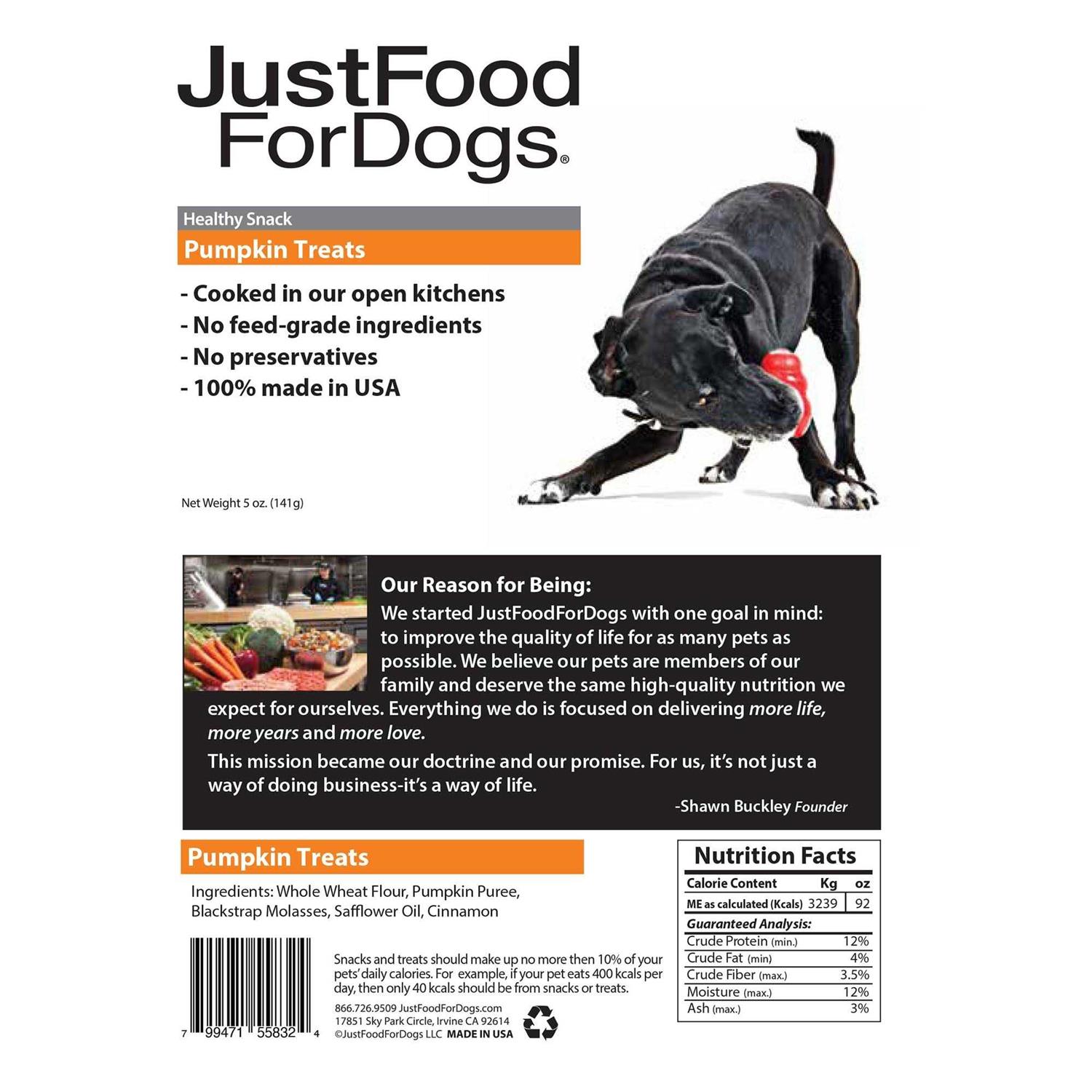JustFoodForDogs Pumpkin Dog Treats - Pet Supplies online store