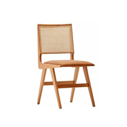 Office Chair Rattan Backrest Kitchen Chair Inverted V-leg Balcony Chair Soft Cushion Dressing Chair Armless Dining Chair Office Computer Desk Chair