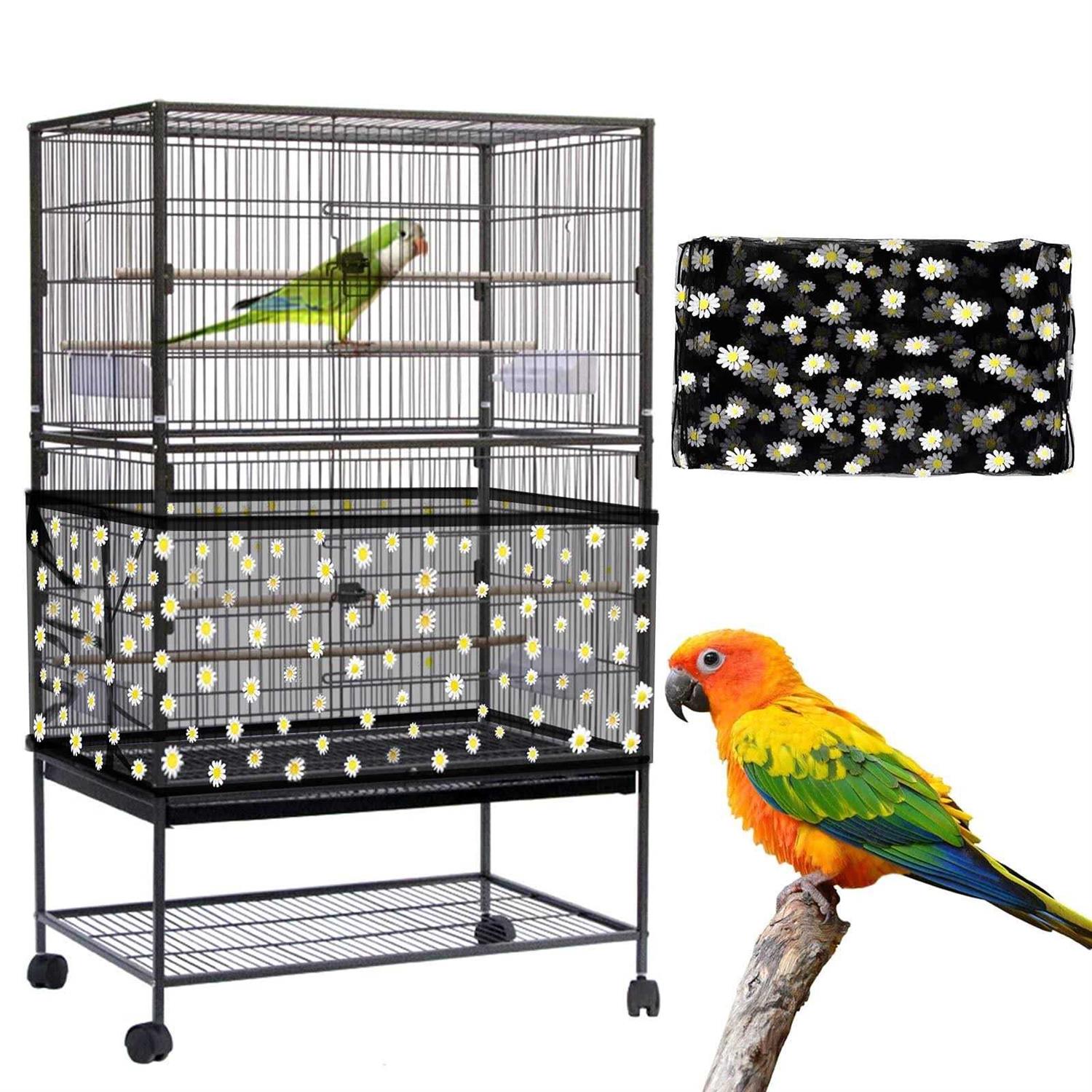 Daoeny Bird Cage Seed Catcher Large Bird Cage Cover Adjustable Soft Airy Nylon Mesh Net - Pet Supplies online store