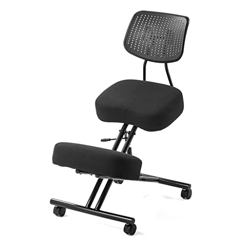 Professional Ergonomic Height Adjustable Kneeling Chair, with Backrest Support and Non deformable Cushions, Professional Improving Posture Stool