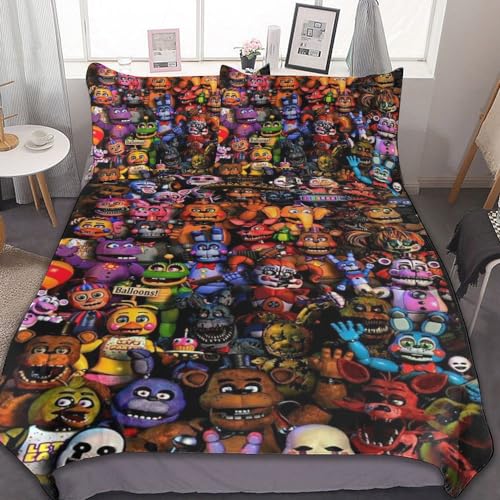 Anime Cartoon Bed Duvet Cover Anime Cartoon Bedding Sets 3D Lightweight 3 Piece Comforter Sets, 1 Duvet Cover and 2 Pillow Shams for Kids Boys Girl 79