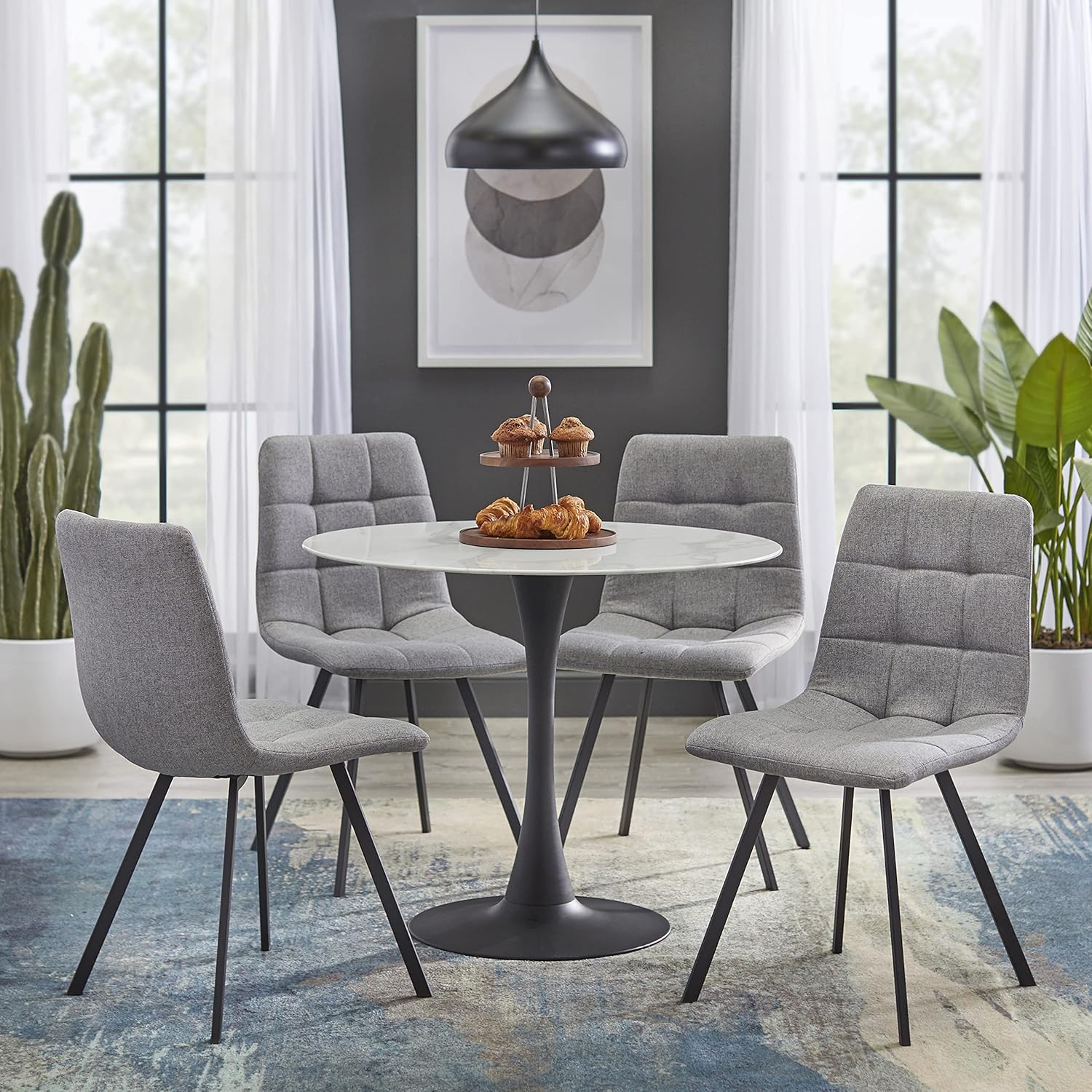 Rho Modern Upholstered Dining Chair, Gray