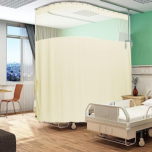 Flame Retardant Hospital Curtain Hanging Medical Privacy Room Divider Cubicle Curtains for Room Separation - Meets for Fire Retardant Testing According to NFPA-701(1 Panel, Beige, 5x8ft)