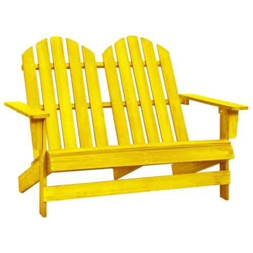 2-Seater Patio Adirondack Chair Solid Wood Fir Yellow,Outdoor Wooden Adirondack Chair for Patio and Garden, Solid Fir Wood, Yellow Outdoor Seating Furniture