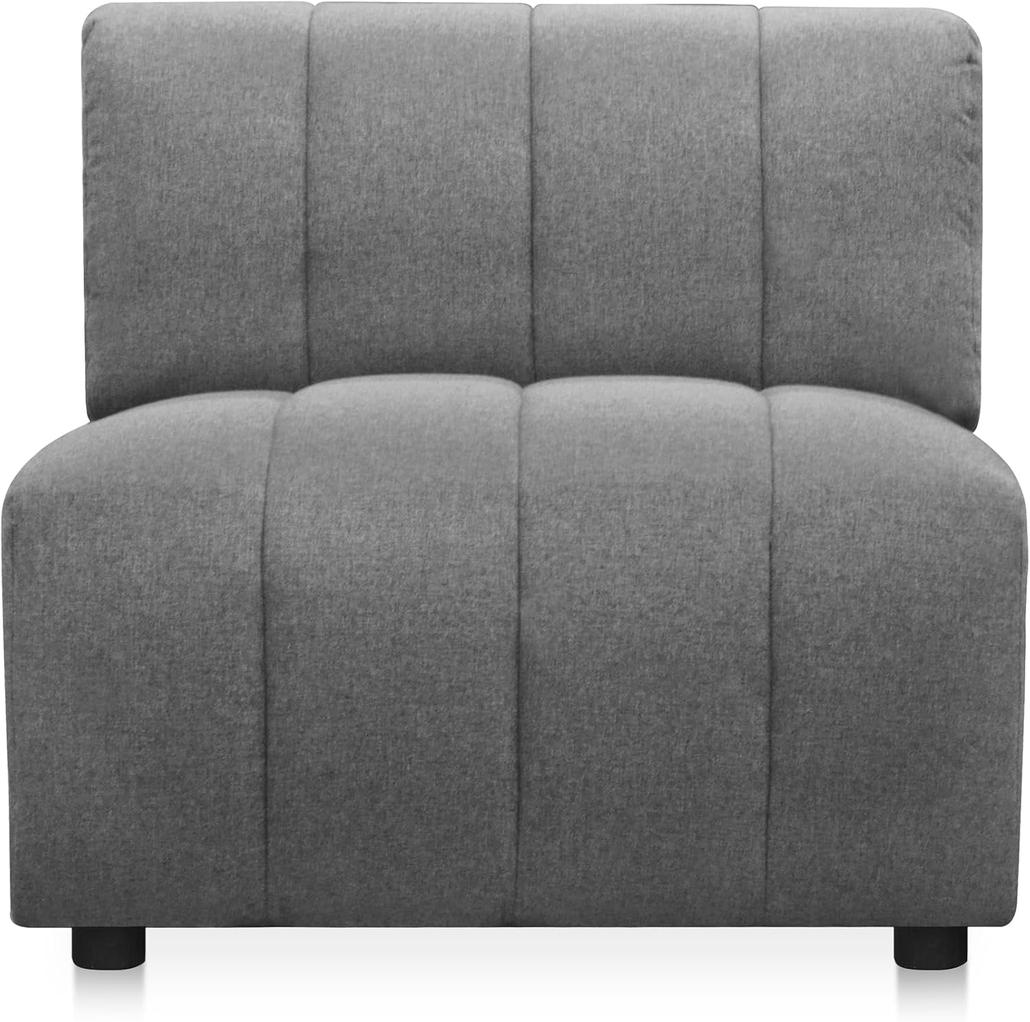 Marley Slipper Chair, Channel-Stitched Upholstery, Modular Contemporary Seating, Grey