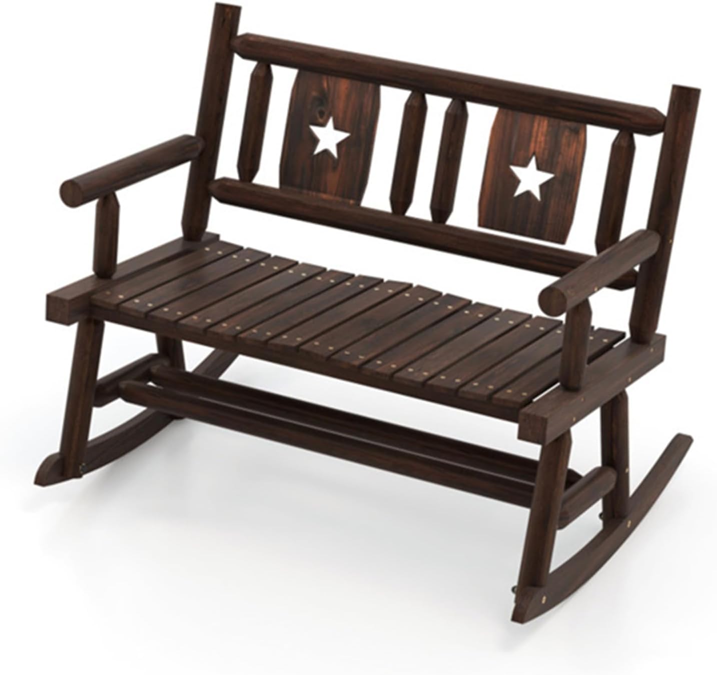 Wooden Double Rocking Chair, backrest Chair, Comfortable Sitting, Garden Courtyard Leisure Chair, Garden Double Sofa, Suitable for Courtyard Terrace