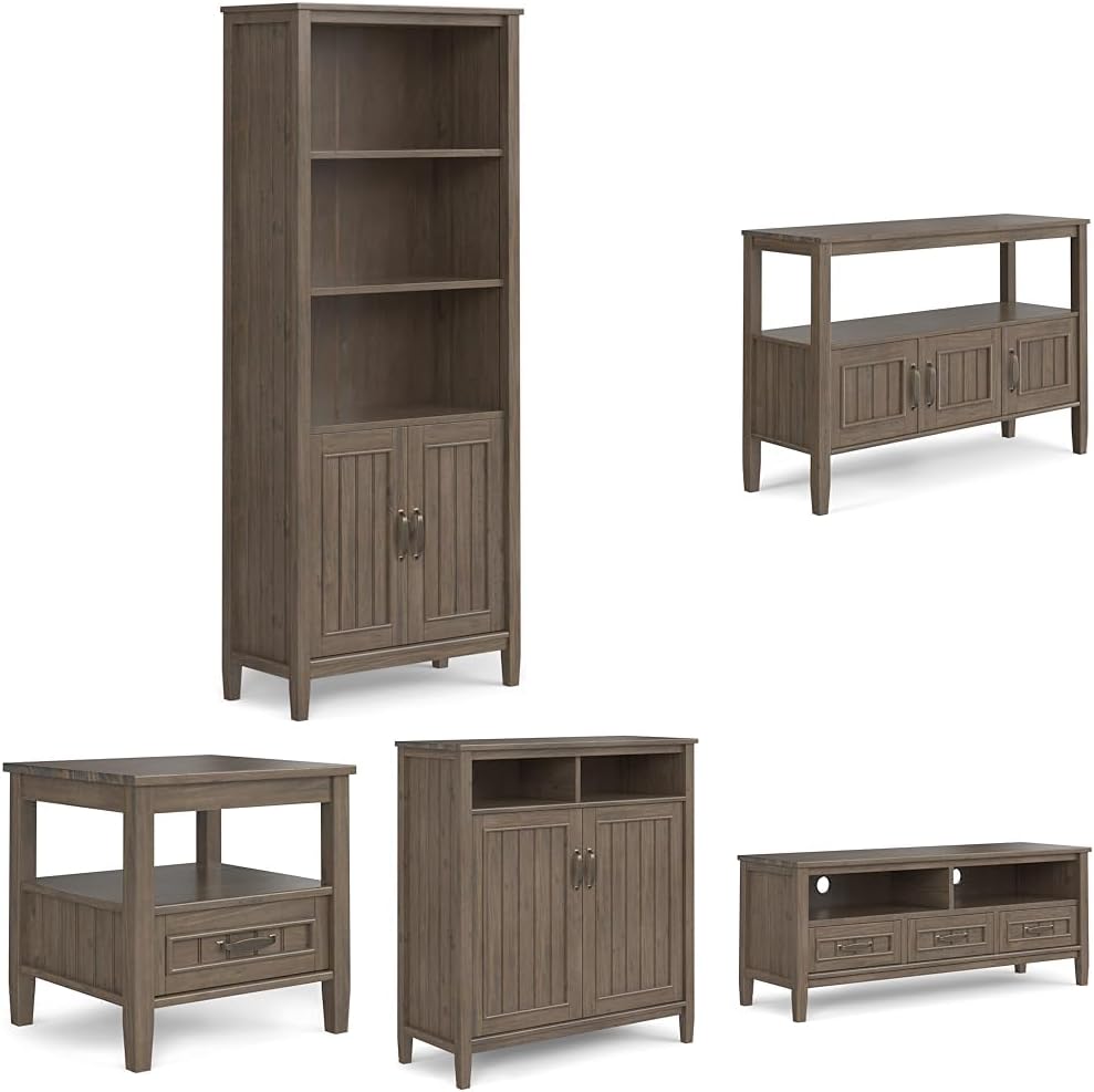 SIMPLIHOME Lev SOLID WOOD Bookcase, Lev-Console Table, Lev-TV Stand, Lev-Storage Cabinet, Lev-End Table