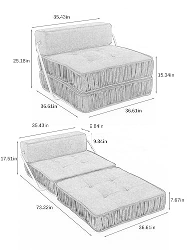 Transformable Modular Sectional Sofa - Modern Design, Accent Armless Chair, Removable Back Cushion, Ideal for Living Room, Bedroom, Office, and Small Spaces (Grey)