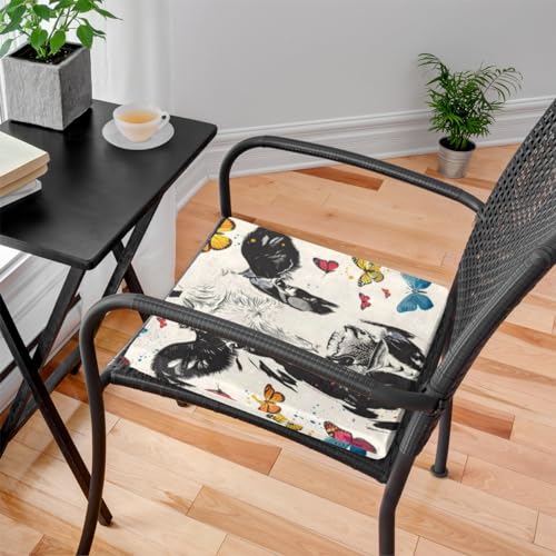 Dinosaur Memory Foam Chair Cushion for Dining Chair Comfortable Funny Dino Seat Cushion Non Slip Kitchen Cafe Office Square Chair Pad