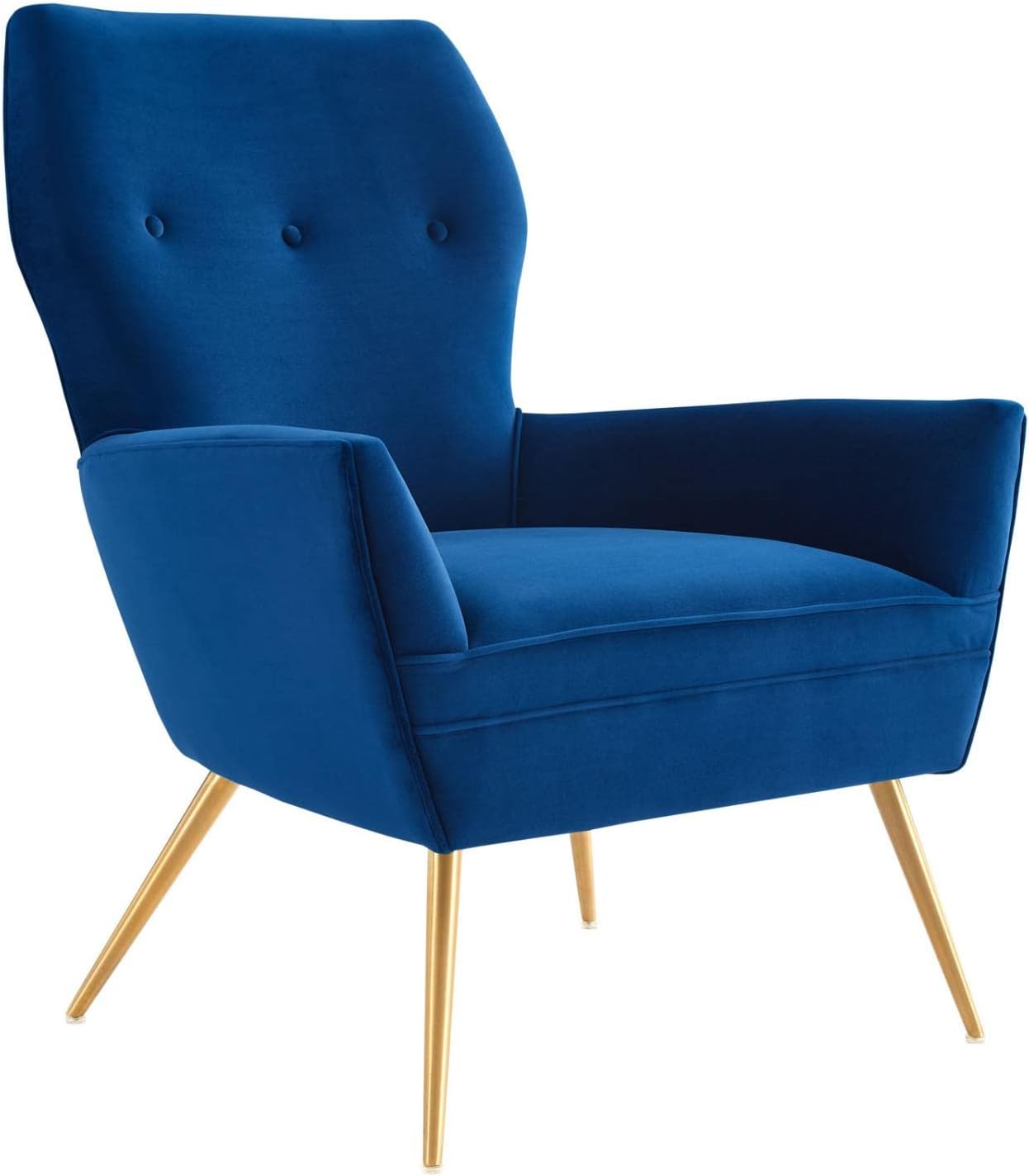 Modway Renata Modern Tufted Performance Velvet Armchair in Navy/Gold