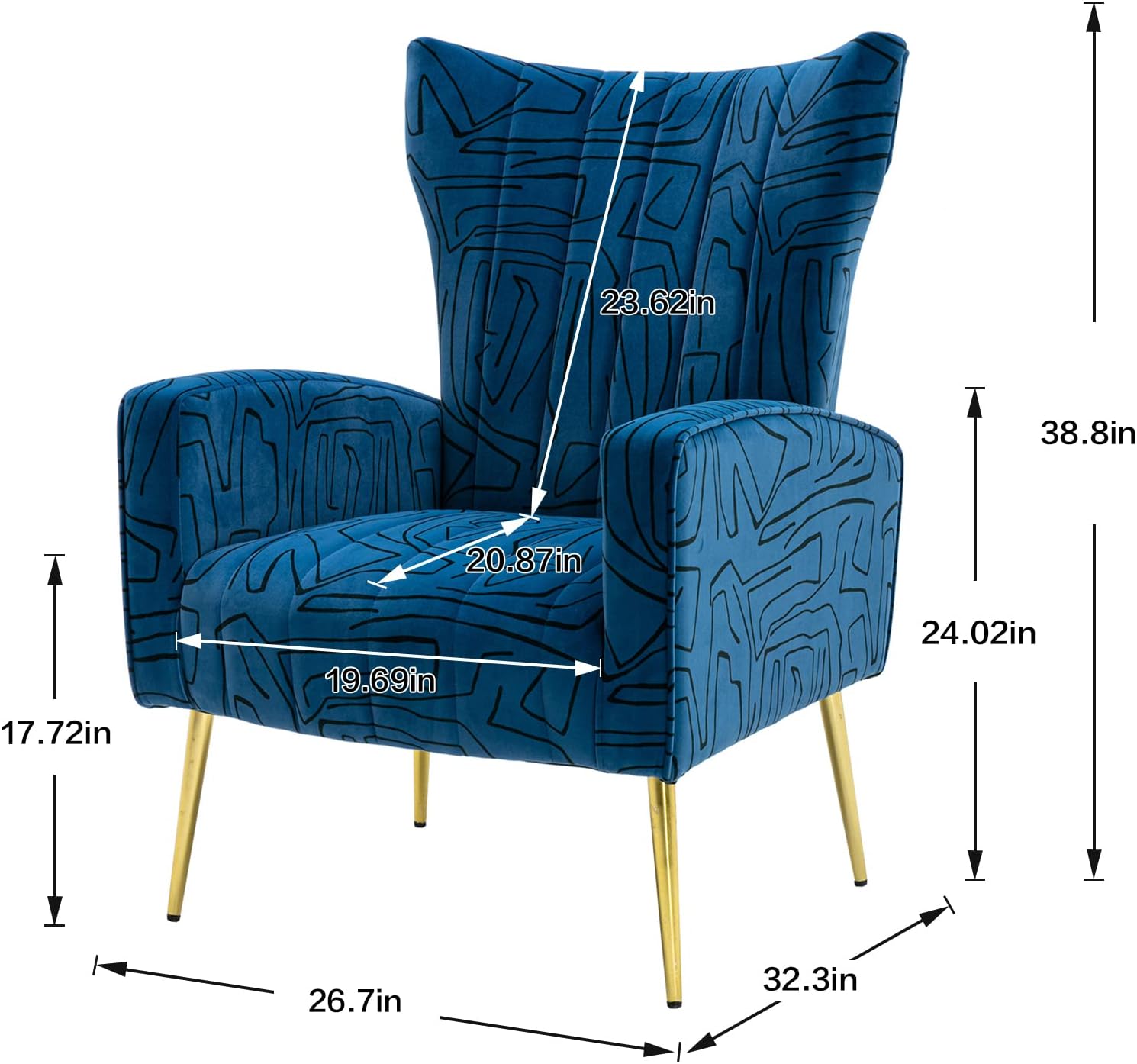 NicBex Modern Accent Chair with Upholstery Material Velvet,Living Room Chair with Solid Frame and Soft Padded Armrest,Comfy Armchair for Living Room,Bedroom,Small Spaces,Apartment,Navy