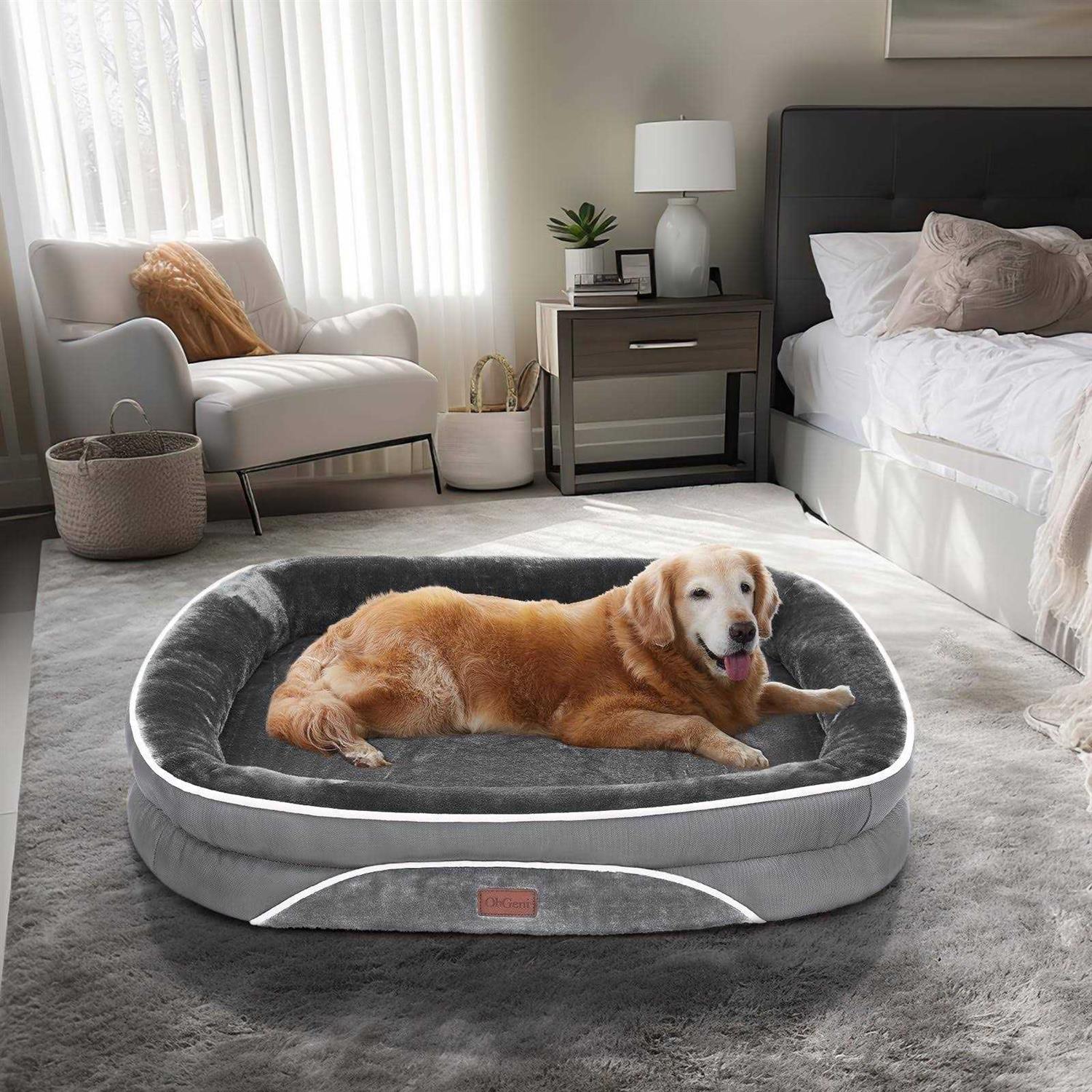 Ohgeni Orthopedic Dog Bed for Large Dogs, Oversized Couch Design with Egg Foam Support, Removable, Machine Washable Plush Cover and Non-slip Bottom - Pet Supplies online store