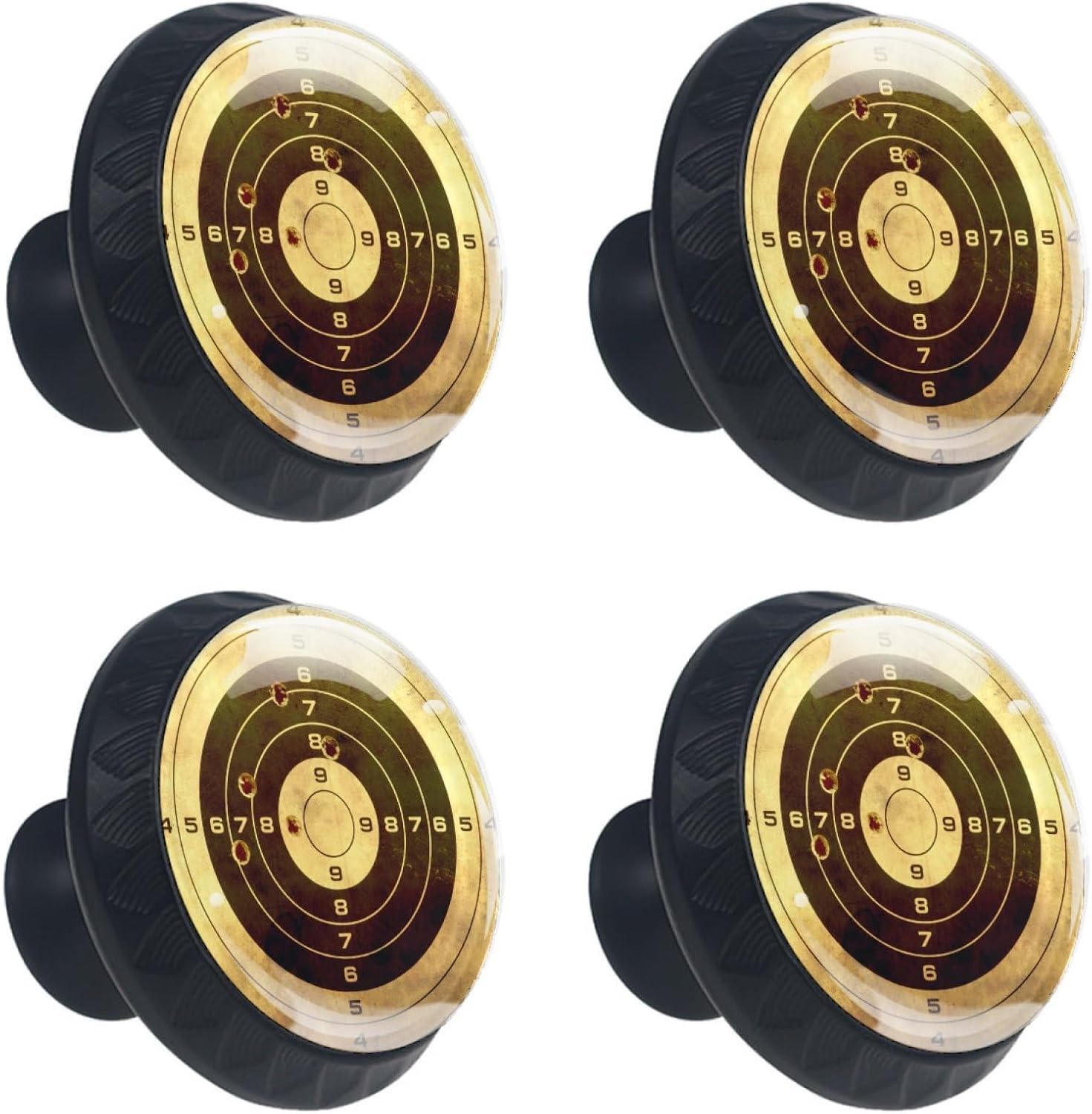 Retro Gun Target 4Pack of Kitchen Cabinet Knobs Pulls Round Dresser Drawer Handle Hardware