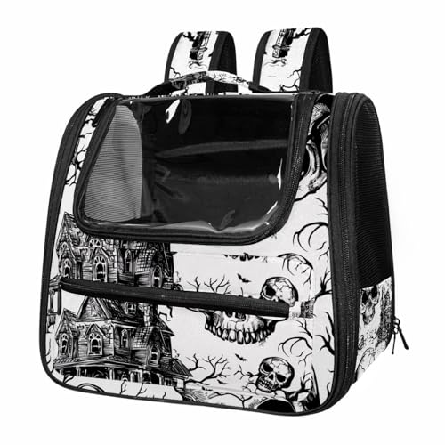 Halloween Bats Candies Pumpkins Cat Backpack Carrier, Breathable Cat Carrier Large Space Bubble Pet Backpack for Kitty Small Dog