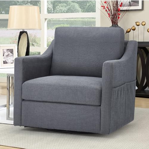 HOMREST Swivel Accent Chair,Linen Fabric Armchair Modern Chairs w/Removable Cover for Reception Living Room,Beige