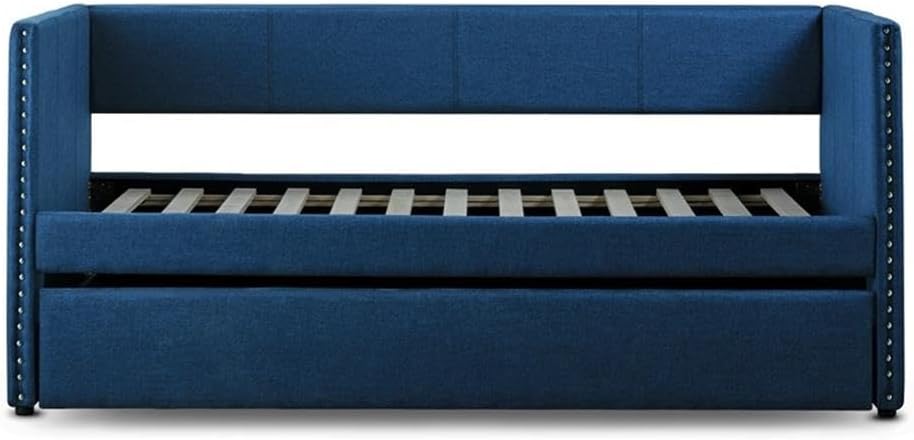 Lexicon Therese Upholstered Nailhead Trim Twin Daybed with Trundle in Blue