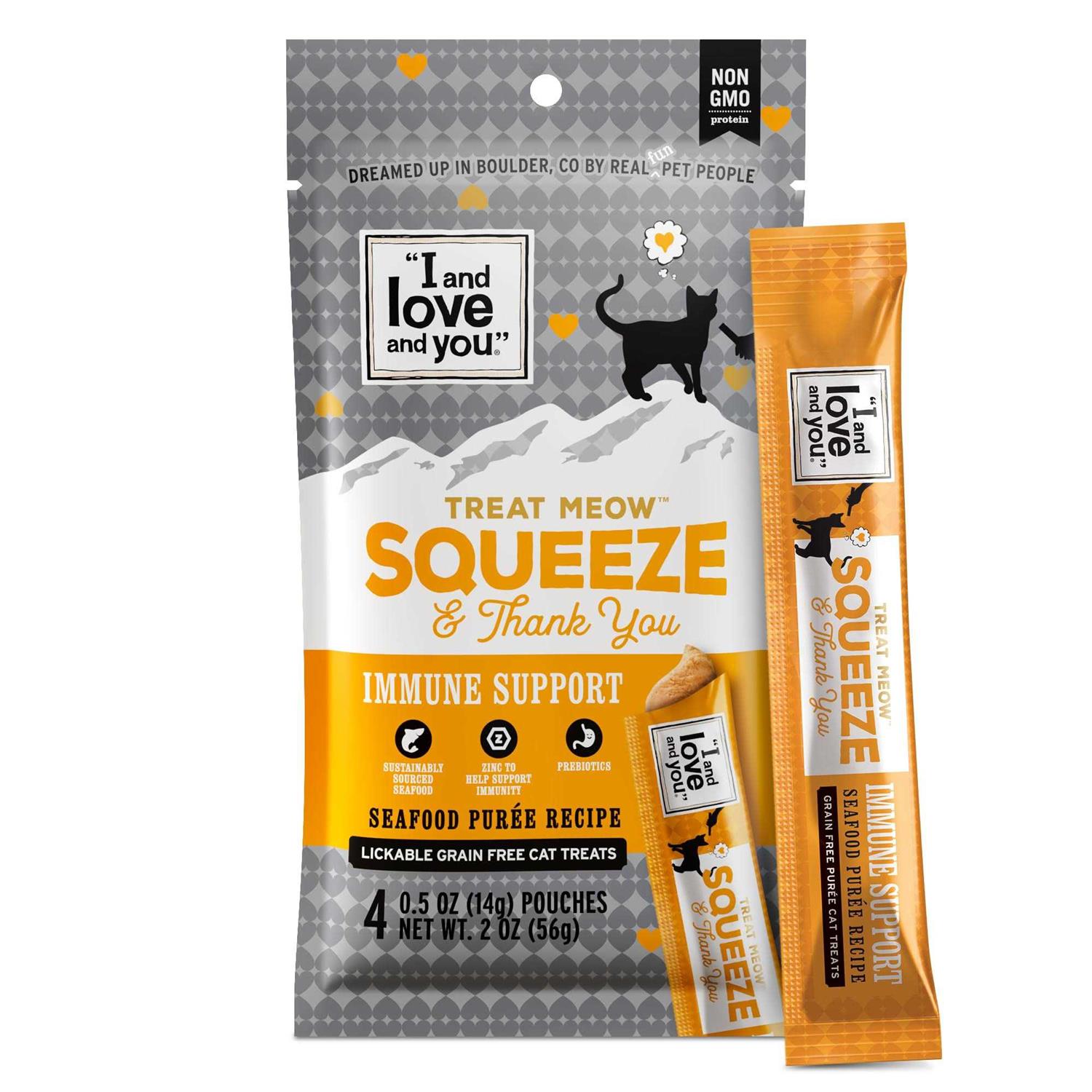 I and love and you Treat Meow Squeeze & Thank you Immune Support Cat Treat Pure - Pet Supplies online store