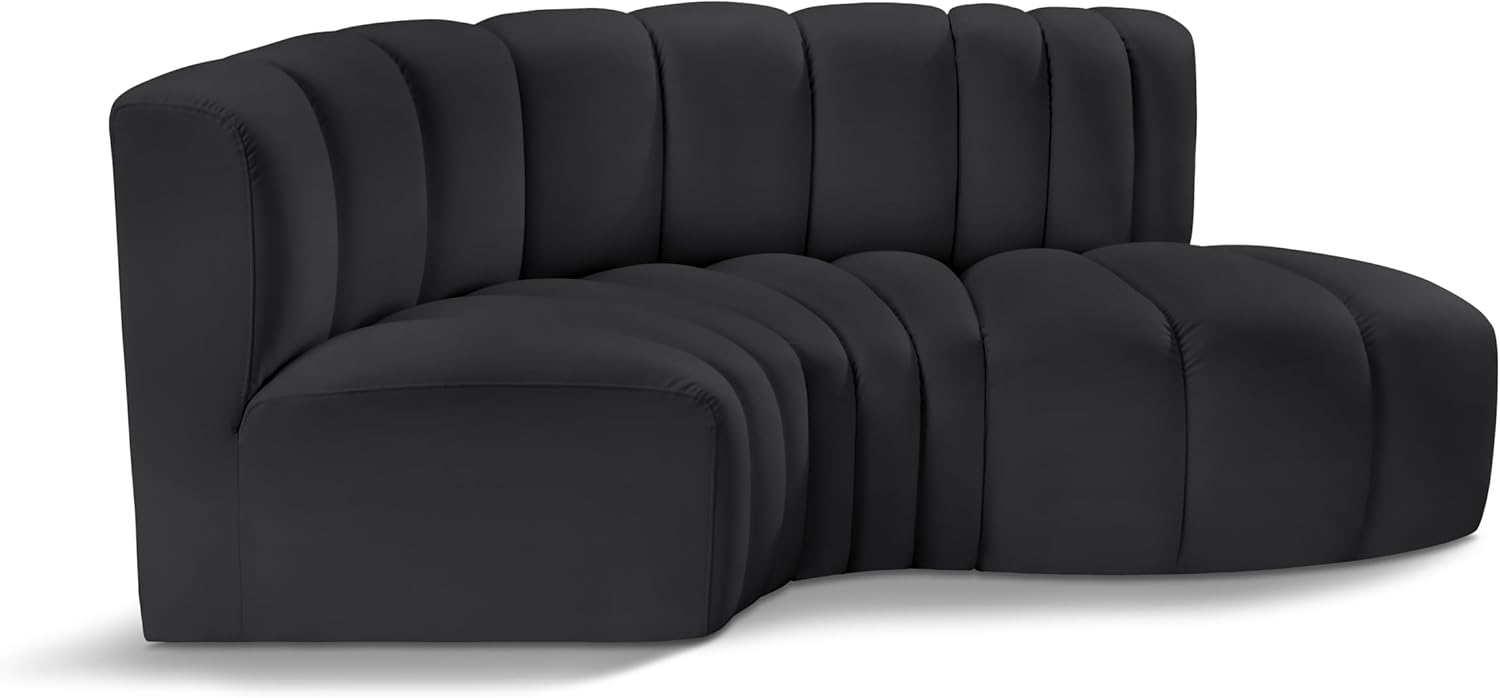 Meridian Furniture Arc Collection Modern | Contemporary Sofa with Soft Vegan Leather, Deep Channel Tufting, Modular, 70