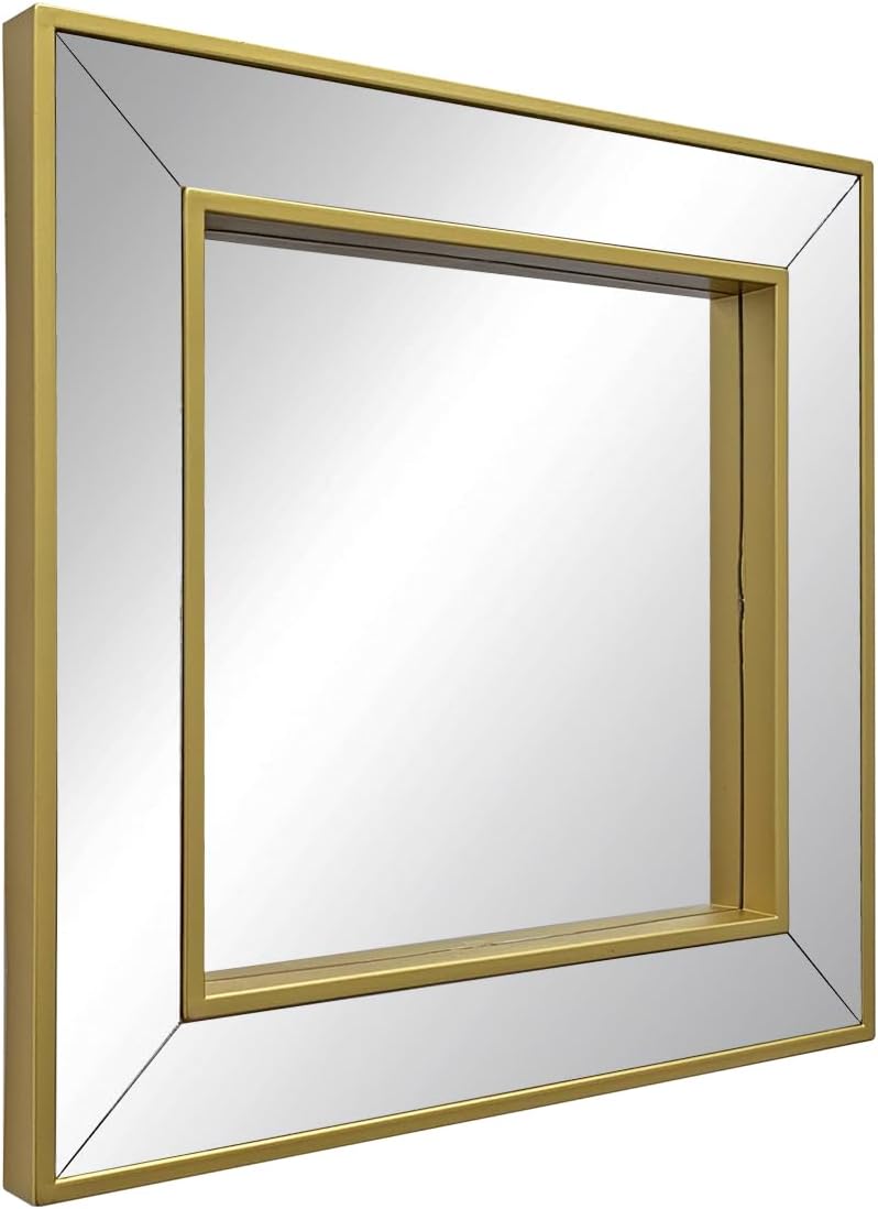 Cute Wall Mirror with Double Square Shaped Set of 3 Mini Wall Hanging Mirror Boho Home Decor for Apartment Living Room，Bedroom&Bathroom Ideas