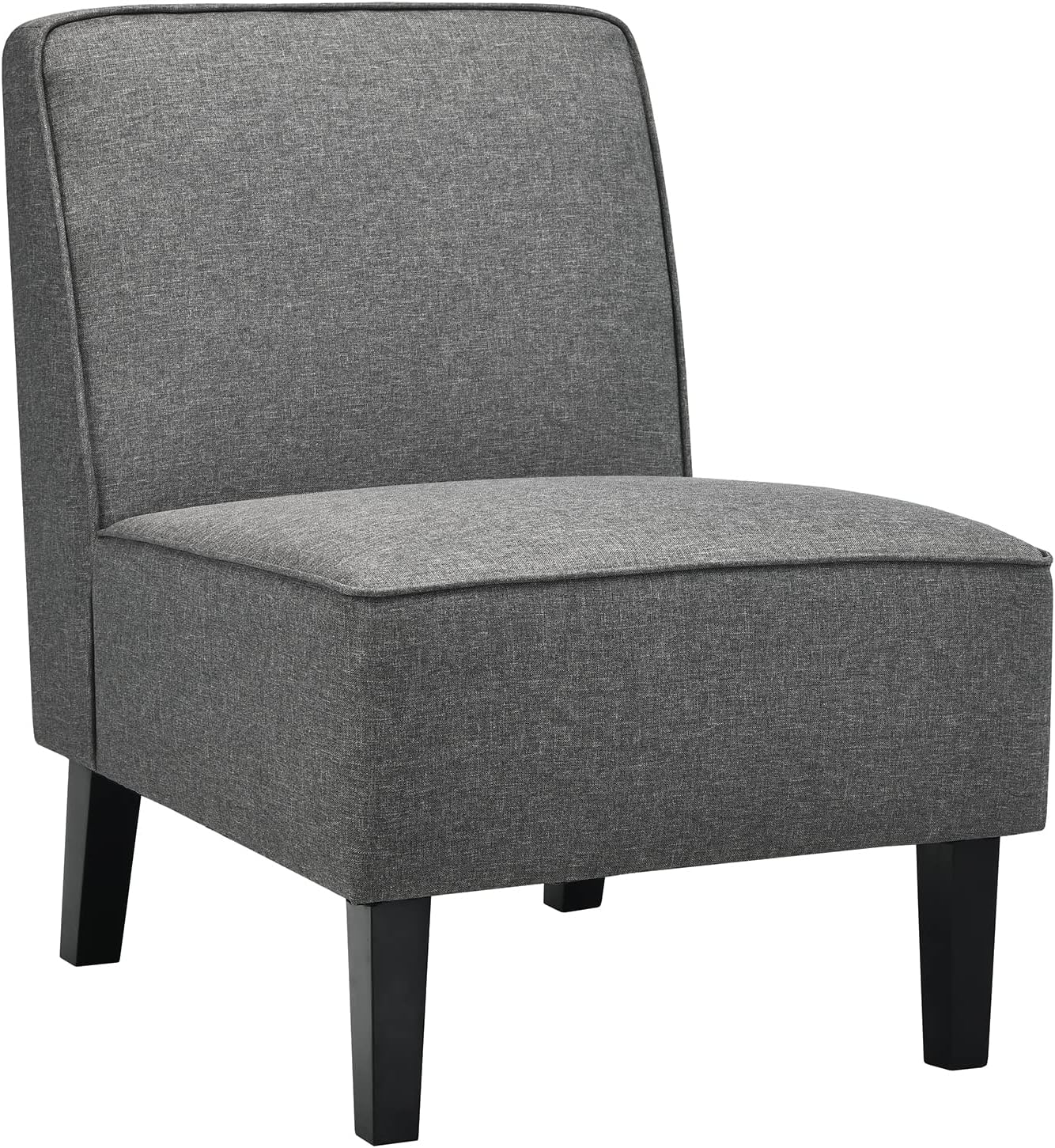 BETTARY Fabric Armless Accent Chair, Upholstered Fabric Side Chair, Living Room Slipper Chair, w/Solid Wood Legs, Max Load 330 lbs, Modern Stylish Comfy Bedroom Leisure Chair for Living Room, Grey