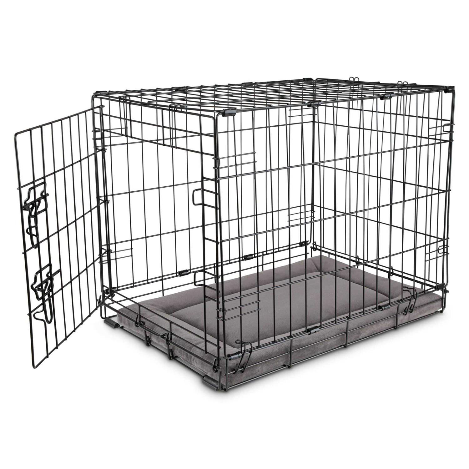 EveryYay Essentials Happy Place Dark Grey Velvet Dog Crate Mat and Pet Bed - Pet Supplies online store