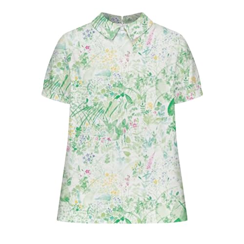 T Shirts for Women Short Sleeve Round Neck Floral Print Blouses Fashion Casual Soft Breathable Cotton Tee Shirts