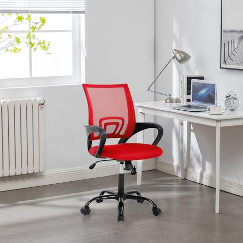 Office Chair Ergonomic, Computer Desk Chair with Wheels, Mesh Office Chair Lumbar Support, Adjustable Comfortable Desk Chair with Arms, Home Office Chair for Home Office Meeting Room(Green)