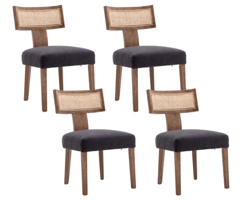 Shunzhi Upholstered Farmhouse Dining Chairs Set of 6 Mid Century Modern Dining Room Chairs Retro Linen Kitchen Chairs Armless Side Chairs with Wood Frame/Curved Back for Living Room,Charcoal