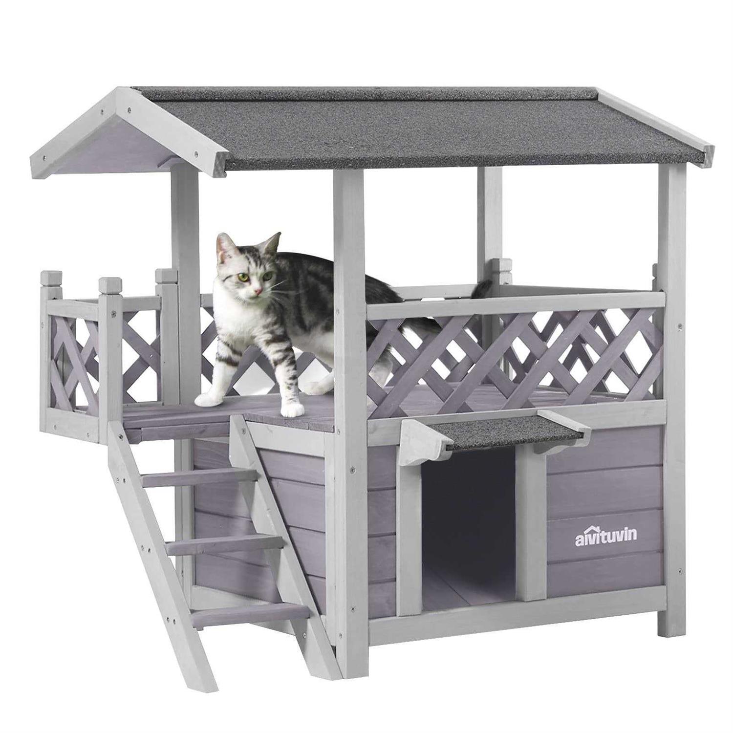 Aivituvin Feral Cat House Outdoor Indoor Kitty Houses with Escape Door for Cats Insulated - Pet Supplies online store