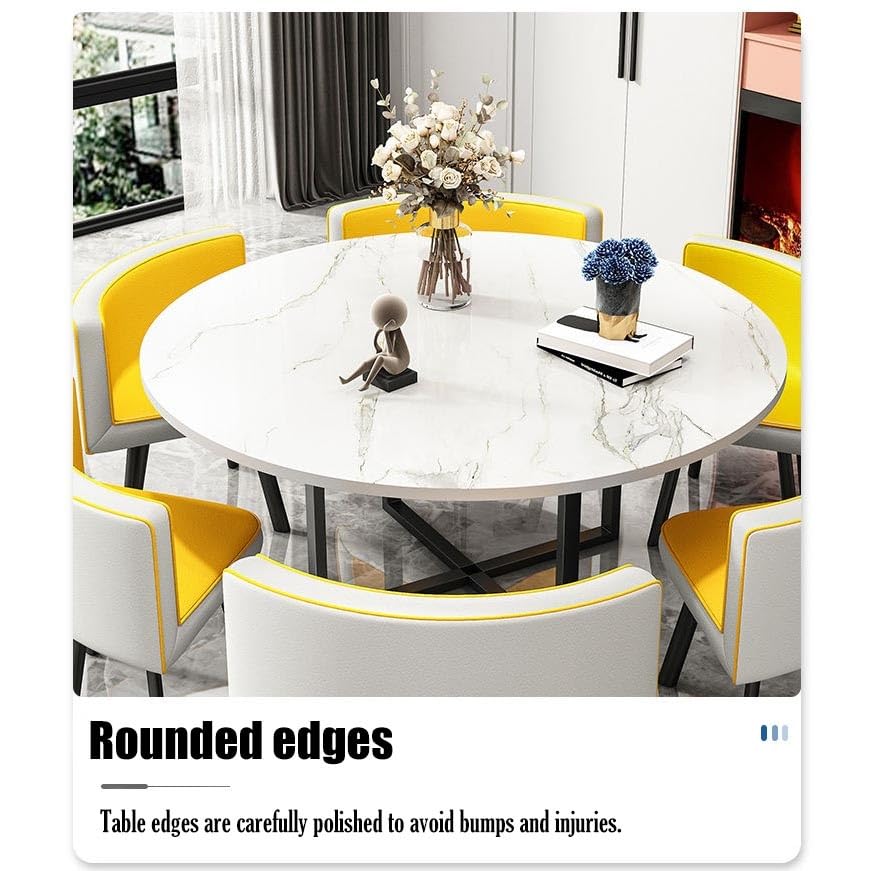 Round Kitchen Dining Room Conference Table with 6 Chairs, Space-Saving Reception Meeting Tables for Eating Dinner, Conference Room(Light Gray)