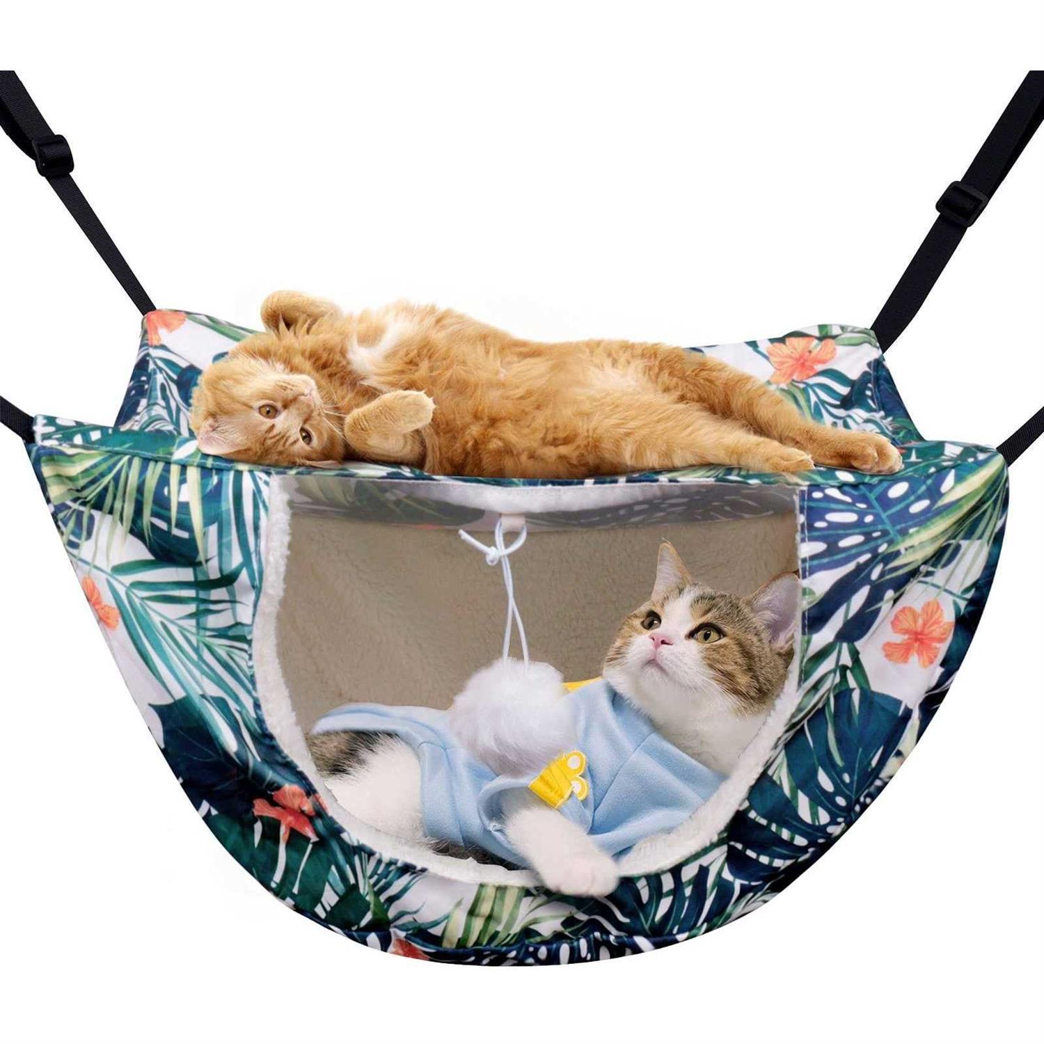 TIRTI Cat Cage Hammock, Double Layer Soft Plush Hanging Pet Bed, Suitable for Indoor Cats Kitten Ferret Hamster Rabbit or Small Animals - Pet Supplies online store