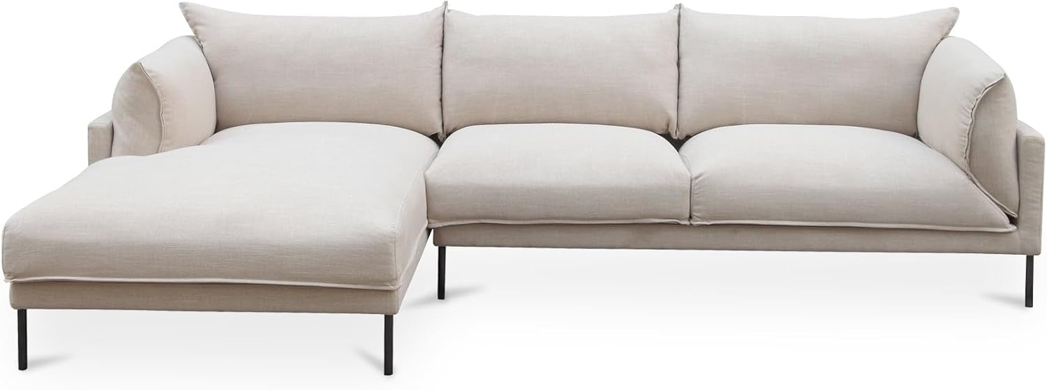 Modern Scandinavian Braxton Left-Facing Sectional Sofa in Sandy Beige