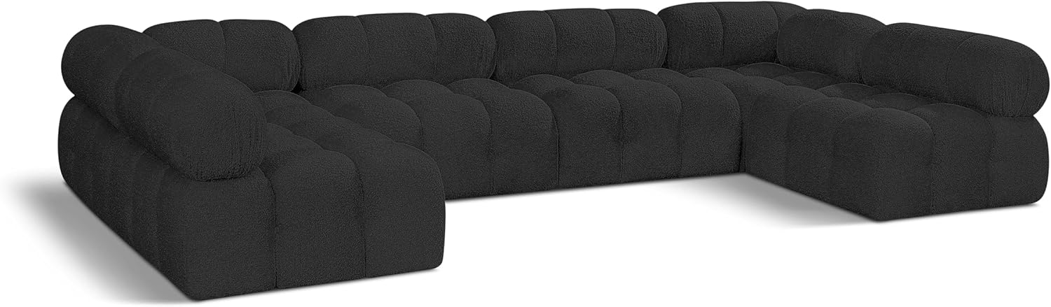Meridian Furniture Ames Collection Modern | Contemporary Sectional with Rich Boucle Fabric, Modular to Create Infinite Configurations, 136
