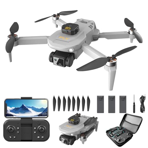 Drone with Camera - Foldable Drone for Kids Adults with 1080P FPV Camera, Upgrade Altitude Hold, Gestures Selfie, Waypoint Fly, Headless Mode, 3D Flip, One Key Start, Circle Fly, 3 Batteries